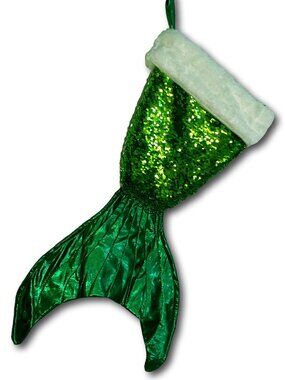 Green Mermaid Tail Sequin Christmas Holiday Stocking